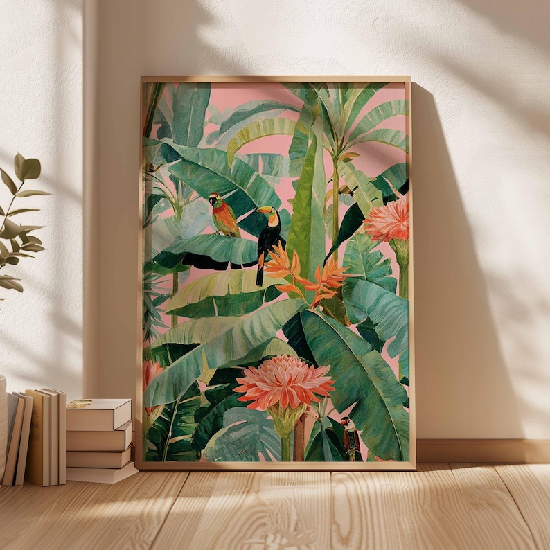 Office Furniture Loft - 1 Buah Poster Kanvas Tropis Retro,