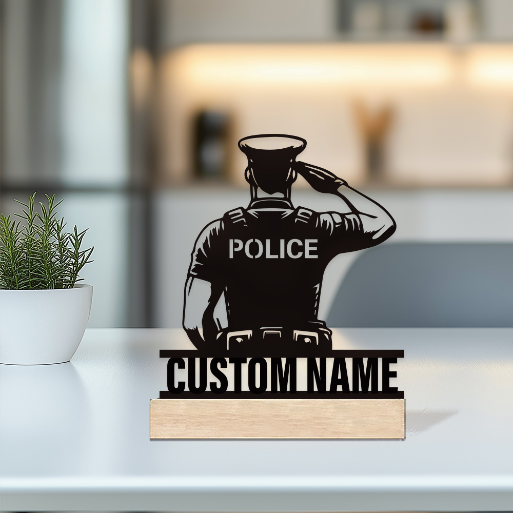 Office Furniture Table - Lencana Polisi Logam Personal, Papan Nama