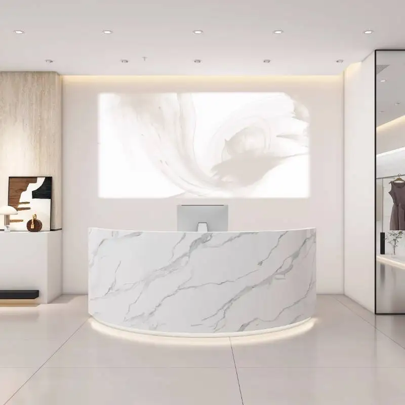 Desain Meja Resepsionis Salon  - Office Furniture Logo ulasan dan harga