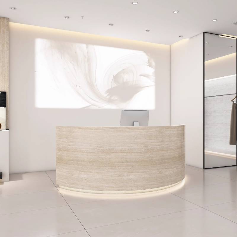 Desain Meja Resepsionis Salon  - Office Furniture Logo ulasan dan harga