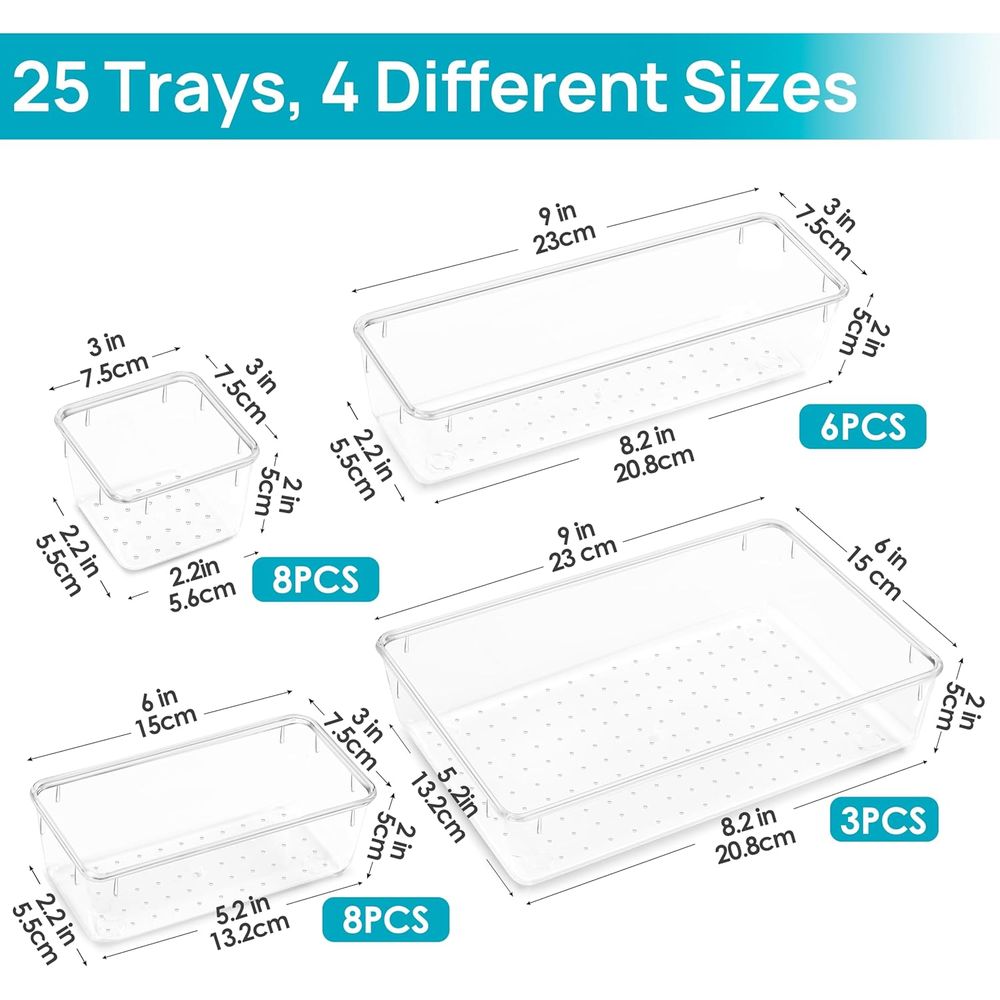 25 PCS Set Organizer Laci Plas - Drawer Organizer Tray ulasan dan harga
