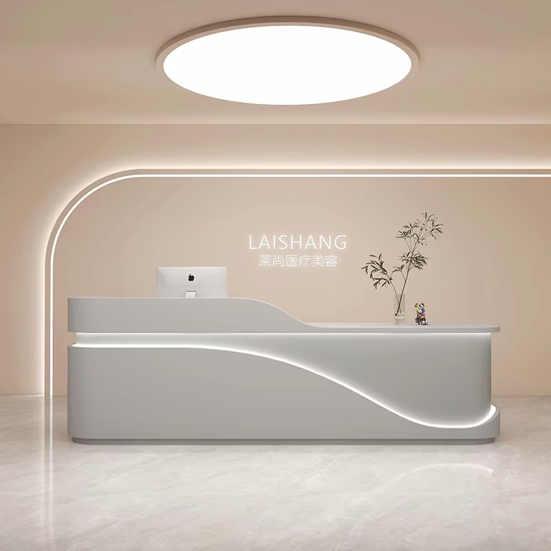 Meja Resepsionis Hotel Besar L - Office Furniture Logo ulasan dan harga