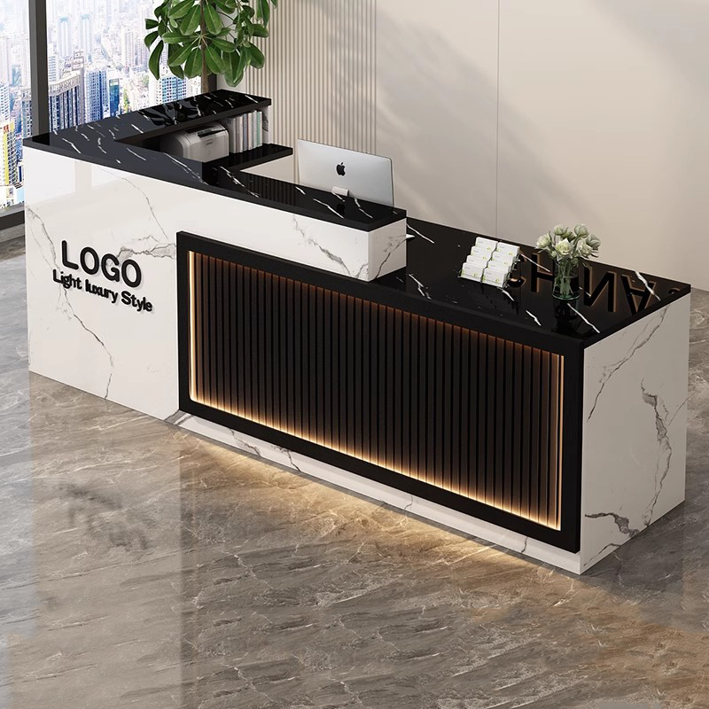 Meja Resepsionis Sederhana Mew - Office Furniture Logo ulasan dan harga
