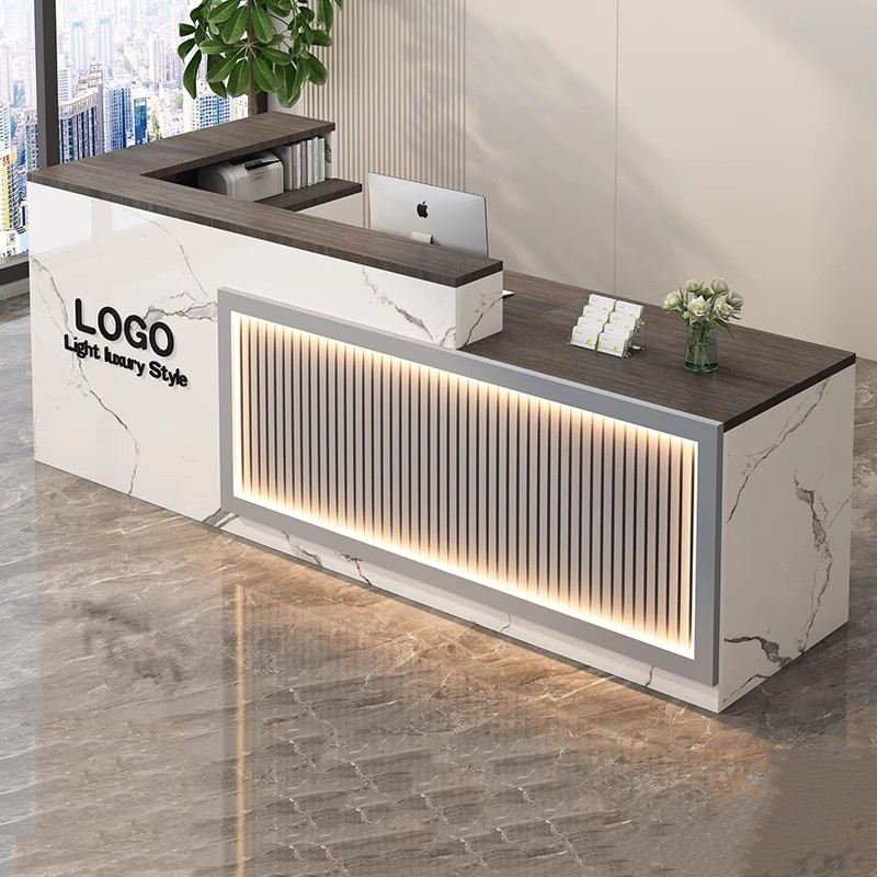 Meja Resepsionis Sederhana Mew - Office Furniture Logo ulasan dan harga